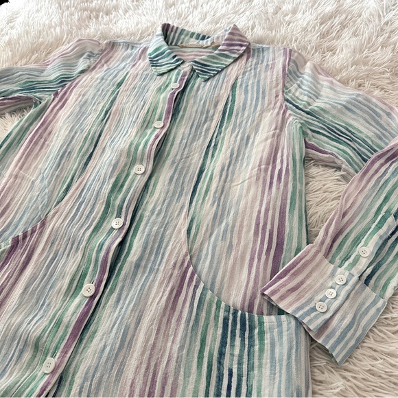 Soft Surroundings Button Front Striped Tunic Long Sleeve Size Small - Picture 14 of 16